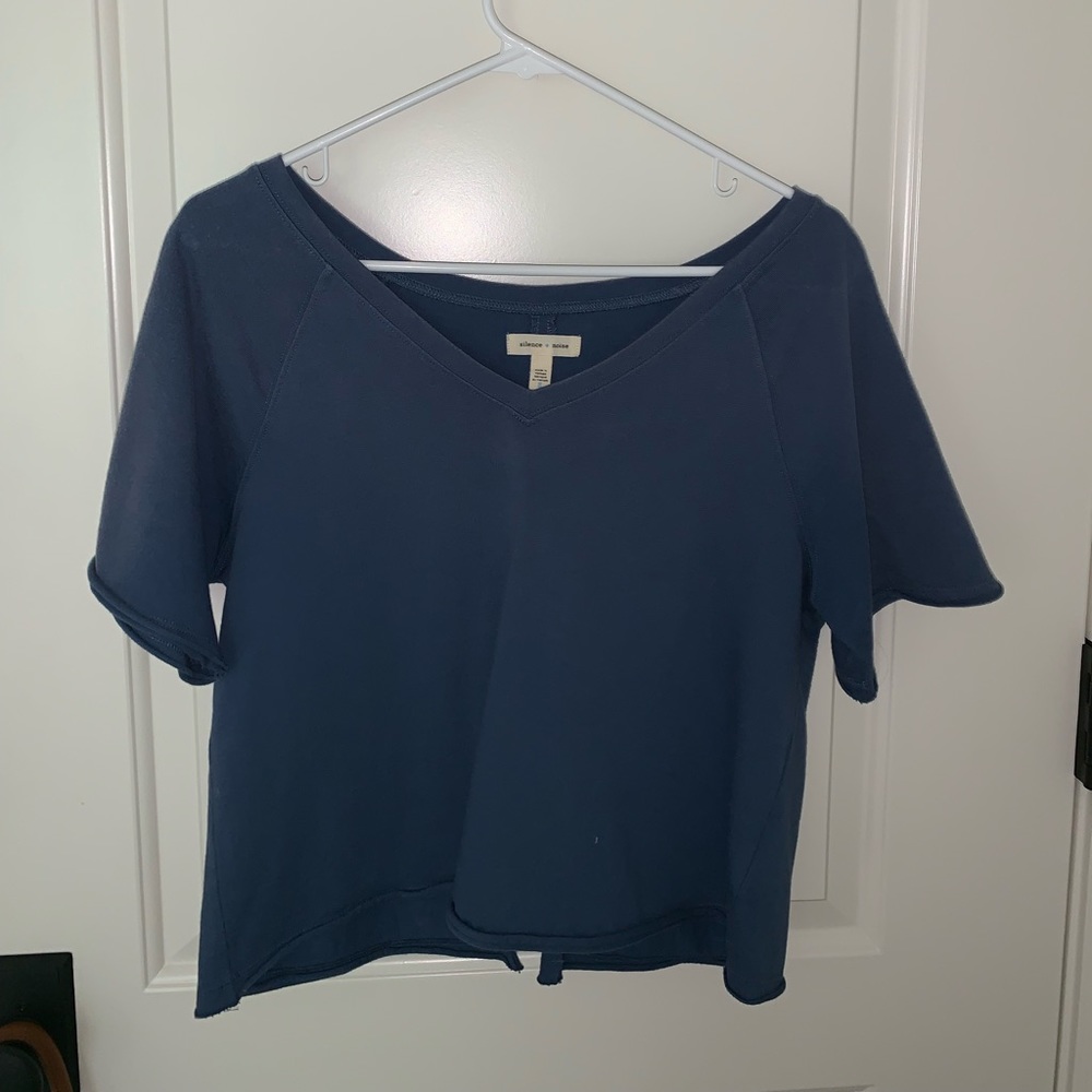 Silence + Noise Blue Crop Top with Slit in Back